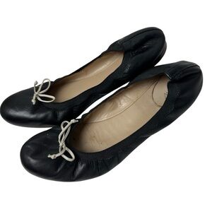 J. Crew Black Ballet Flats Shoes Women Size 7.5 Leather Comfort Ballerina Dressy